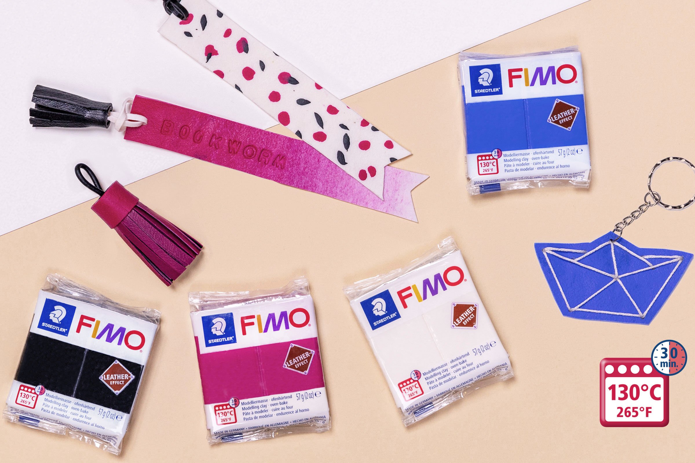 FIMO Genuine FIMO® Leather-Effect Polymer Modelling Oven Bake Clay 57g Many Colors 