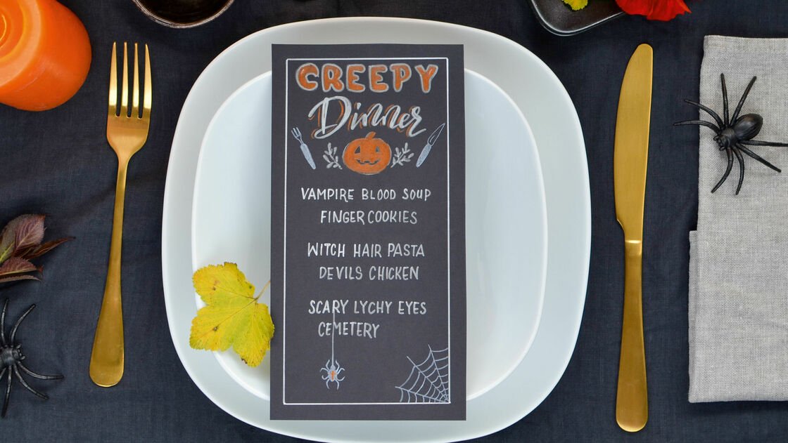 Creepy Halloween Dinner - Menu cards