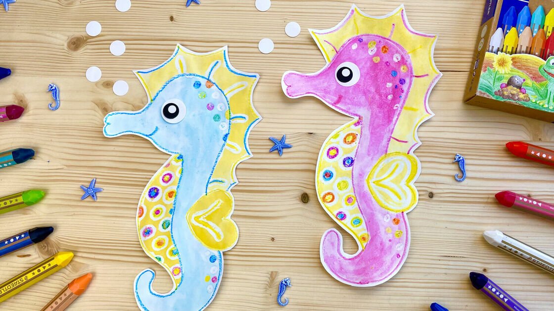 Dibujo para colorear con caballitos de mar para niños | STAEDTLER