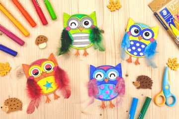 Handicraft tutorial for kids - Colourful owls