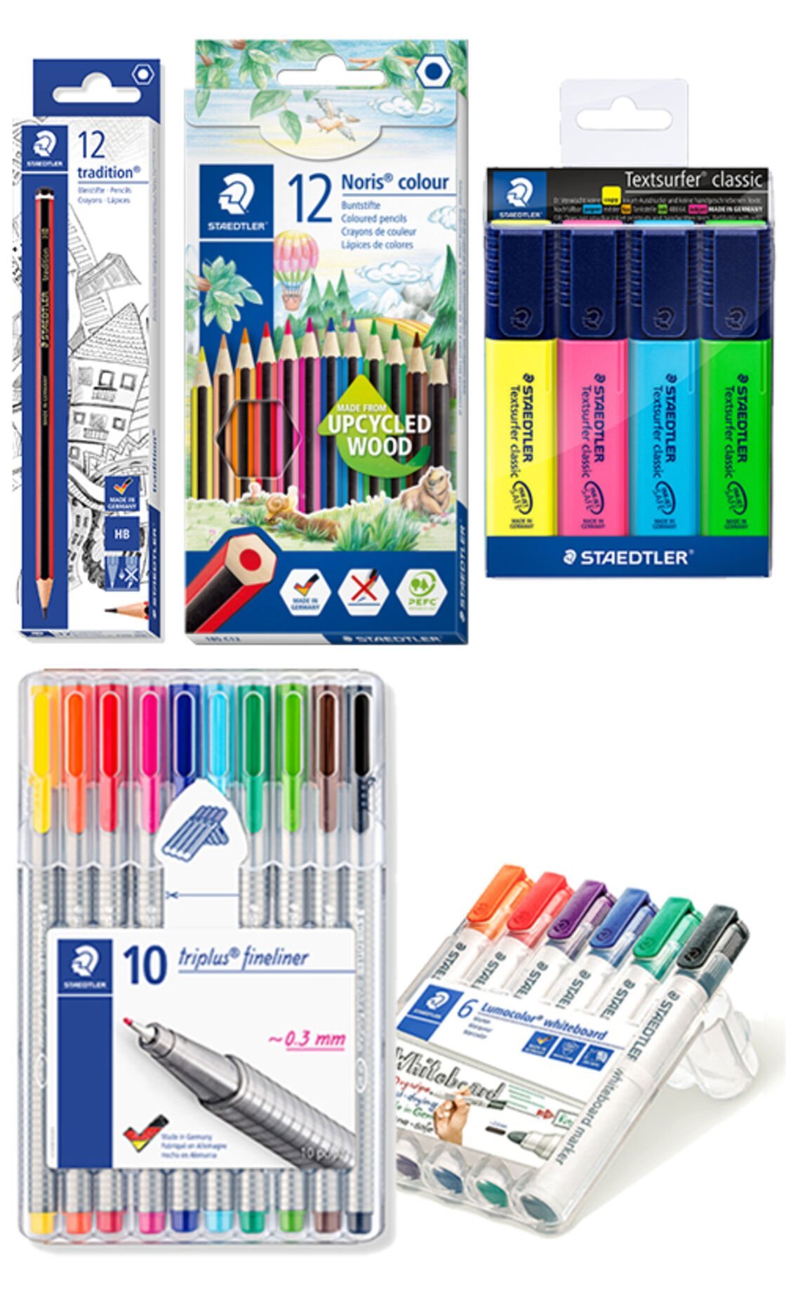 10-color Triplus Fineliner Pen Set @ Raw Materials Art Supplies