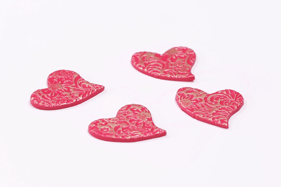 FIMO hearts with metallic powder