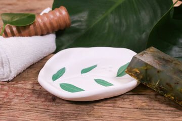 FIMO soft soap dish in botanical look