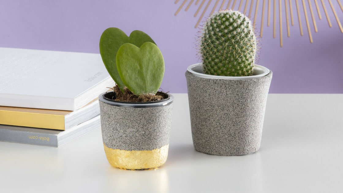 DIY flower pot made of FIMOair granite