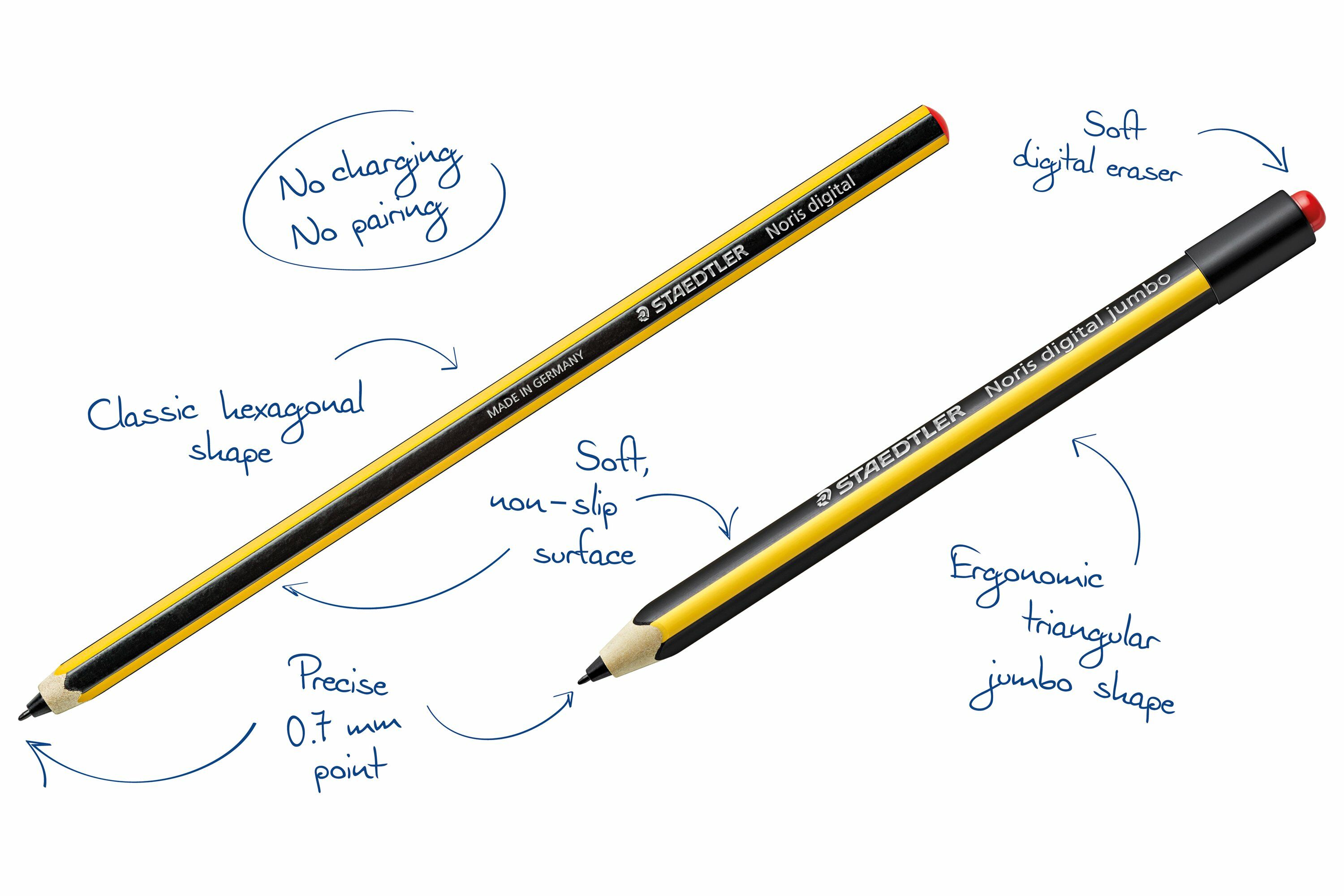 STAEDTLER 180 22-1 Noris digital EMR Stylus in Pencil Shape; Fine 0.7 mm Tip; 4096 pressure-sensitivity levels; No Charging required 