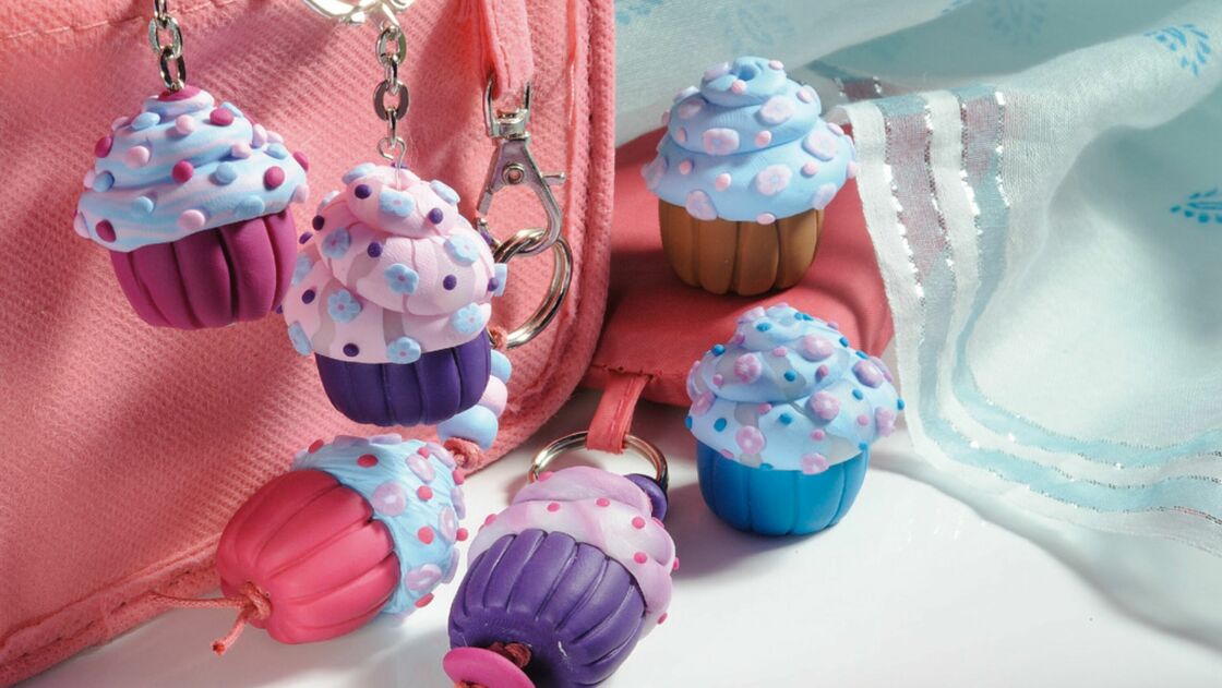 Llaveros con forma de cupcakes