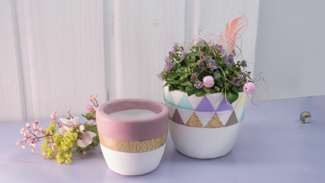 DIY flower pot in candy colours