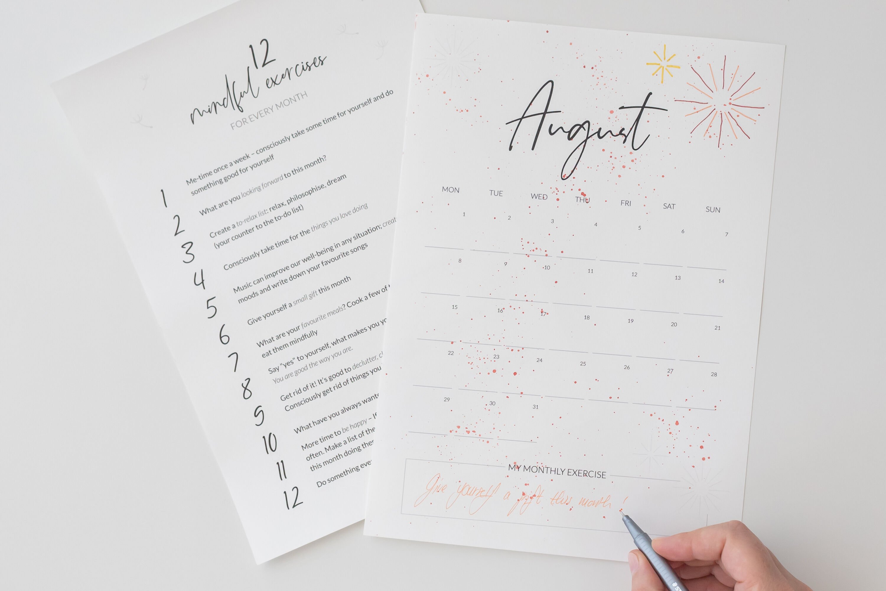 DIY mindfulness calendar