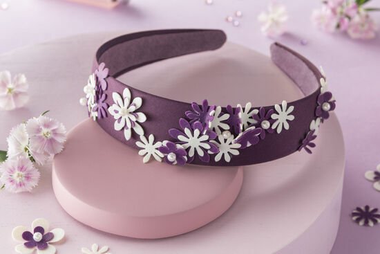 FIMO leather-effect DIY alice band with flowers