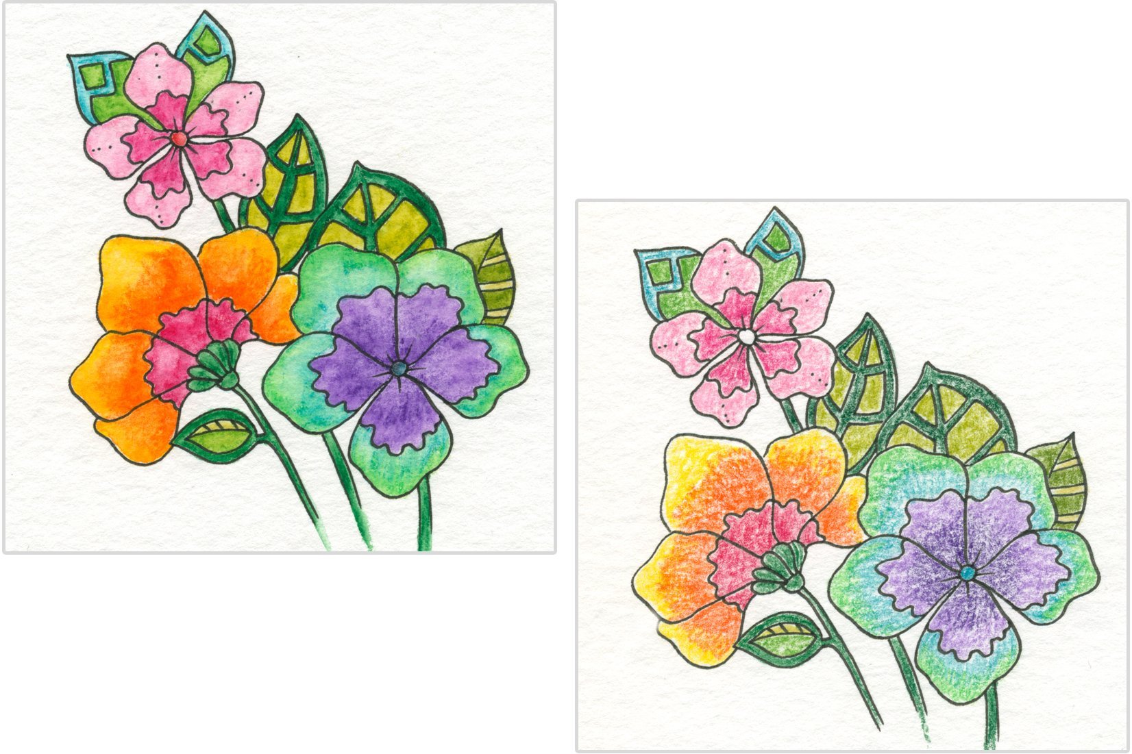 Colouring with watercolour pencils