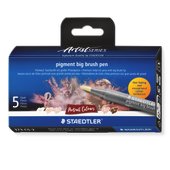 Cardboard box containing 5 pigment big brush pen in assorted colours, Portrait Colours