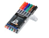 Boîte STAEDTLER contenant 6 Lumocolor permanent de couleurs assorties