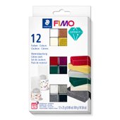 Colour Pack FIMO effect in cardboard box with 12 half blocks (assorted colours),                instructions