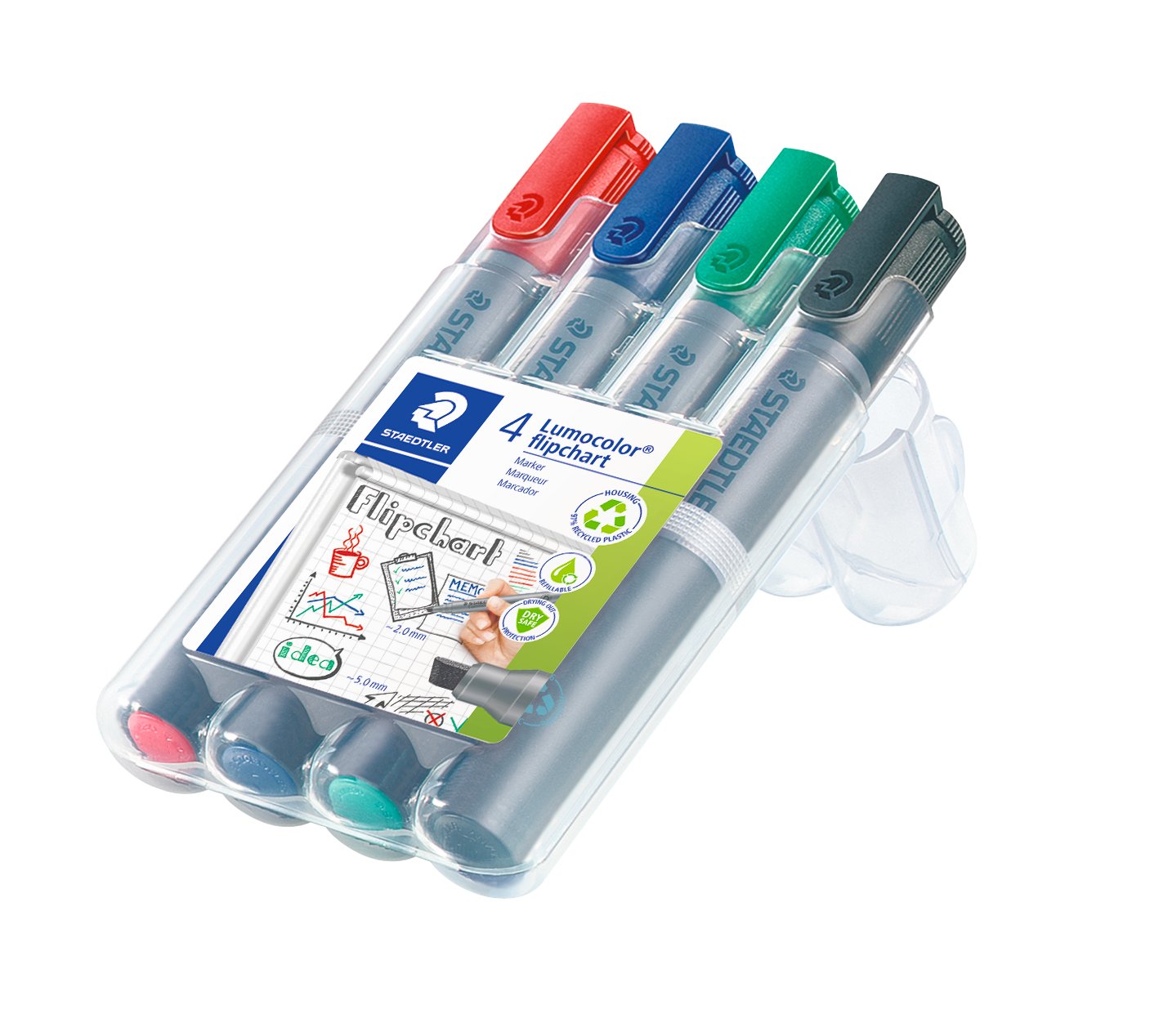 Pennarelli Per Lavagna Bianca Staedtler Lumocolor - Confezione Da 4 Con Cancellino