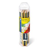 Set containing 12 graphite pencils HB, 1 eraser and 1 sharpener