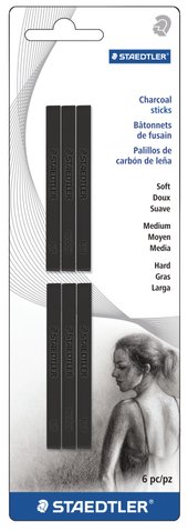 Blistercard containing 4 charcoal sticks in assorted degrees