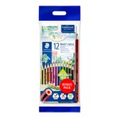 Conjunto contendo 1 caixa de papelão com 12 lápis coloridos, 1 lápis grafite e 1                apagador