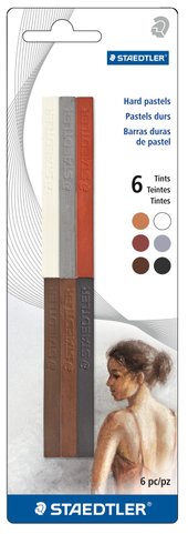 Blistercard containing 6 hard pastels in assorted colours