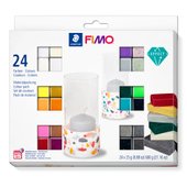 Colour Pack FIMO effect in cardboard box with 24 half blocks (assorted colours),                instructions