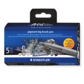 Cardboard box containing 5 pigment big brush pen in assorted colours, Grey Colours