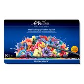 Metal case containing 60 coloured pencils in assorted colours
