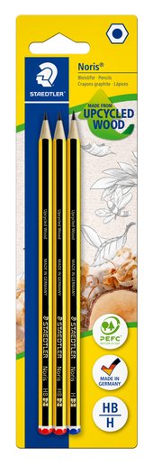 Blistercard containing 3 graphite pencils in assorted degrees