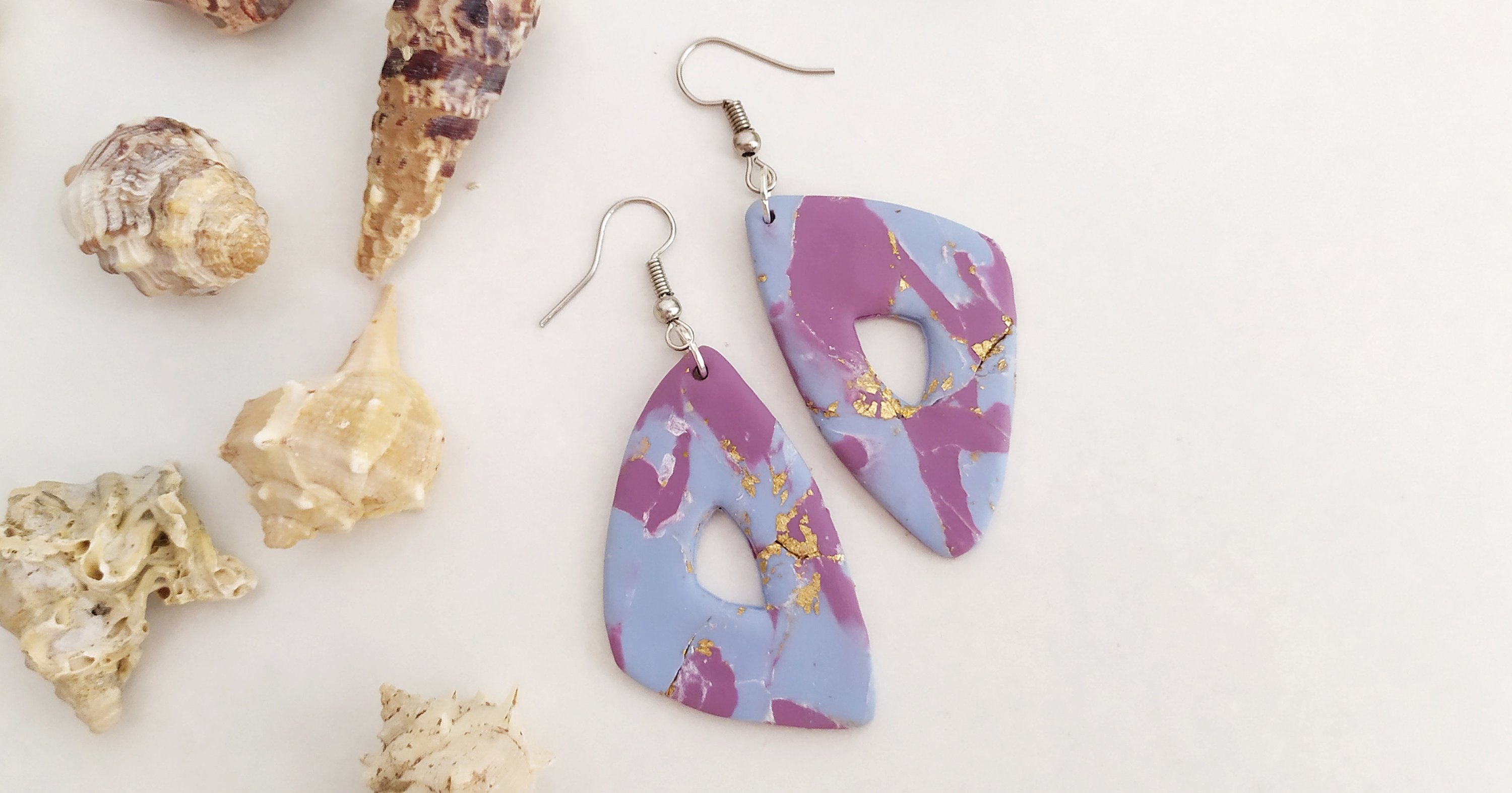 Marble look earrings made from FIMO STAEDTLER