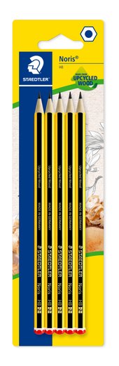 Blistercard containing 5 graphite pencils HB