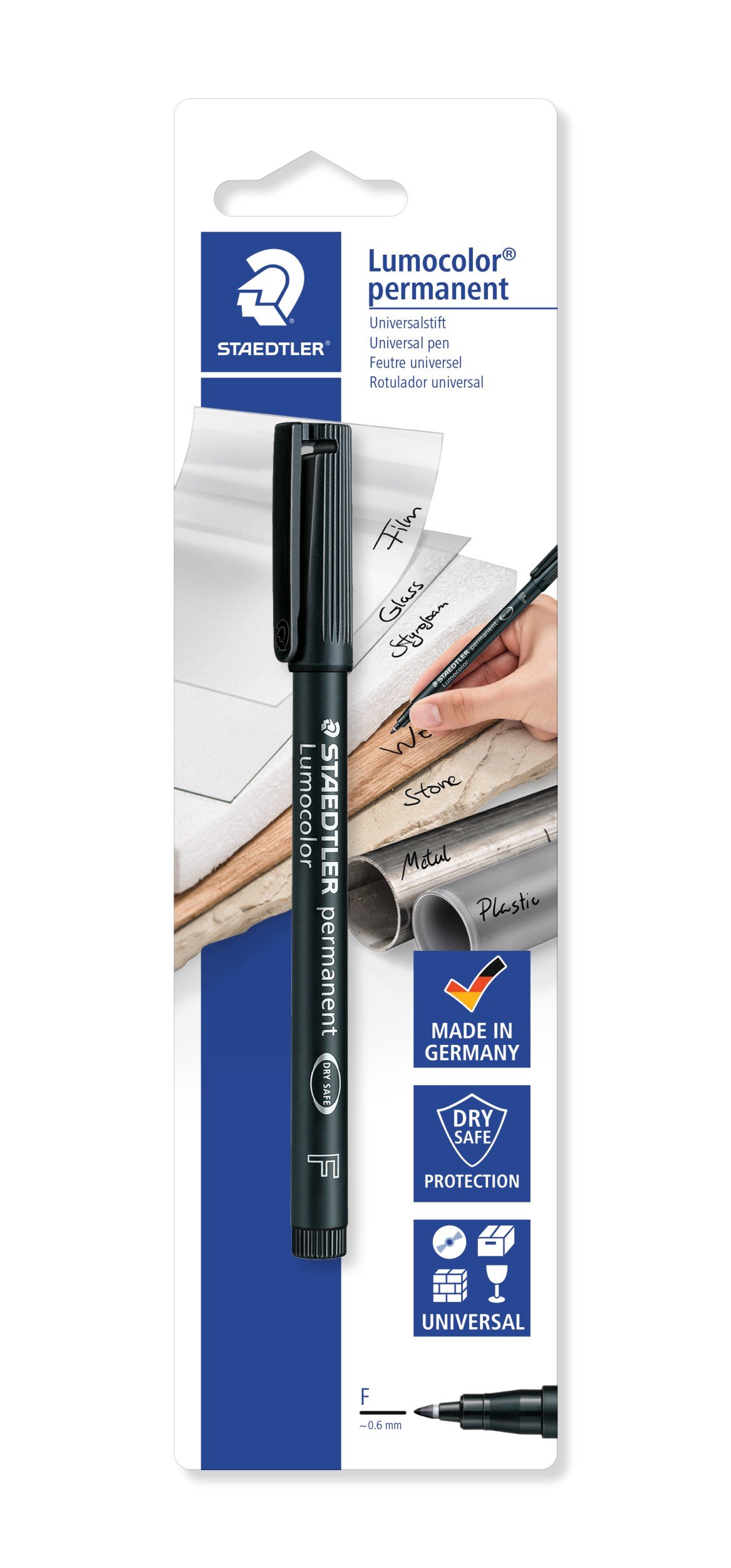 STAEDTLER Lumocolor Permanent Marker Pen - Medium Felt Tip, 1.0mm, Black (317-8) - Writes On Anything, Refillable