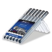 STAEDTLER Box met 6 pigment liner zwart in diverse lijnbreedtes (0,05, 0,1, 0,2, 0,3, 0,5, 0,8)