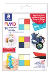 Coffret de couleurs « Créatures magiques » dans une boîte en carton avec 12 demi-blocs, 1 marqueur permanent, 1 bâton de modelage, mode d'emploi