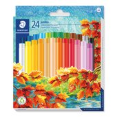 Caixa de papelão com 24 pastéis a óleo em cores variadas