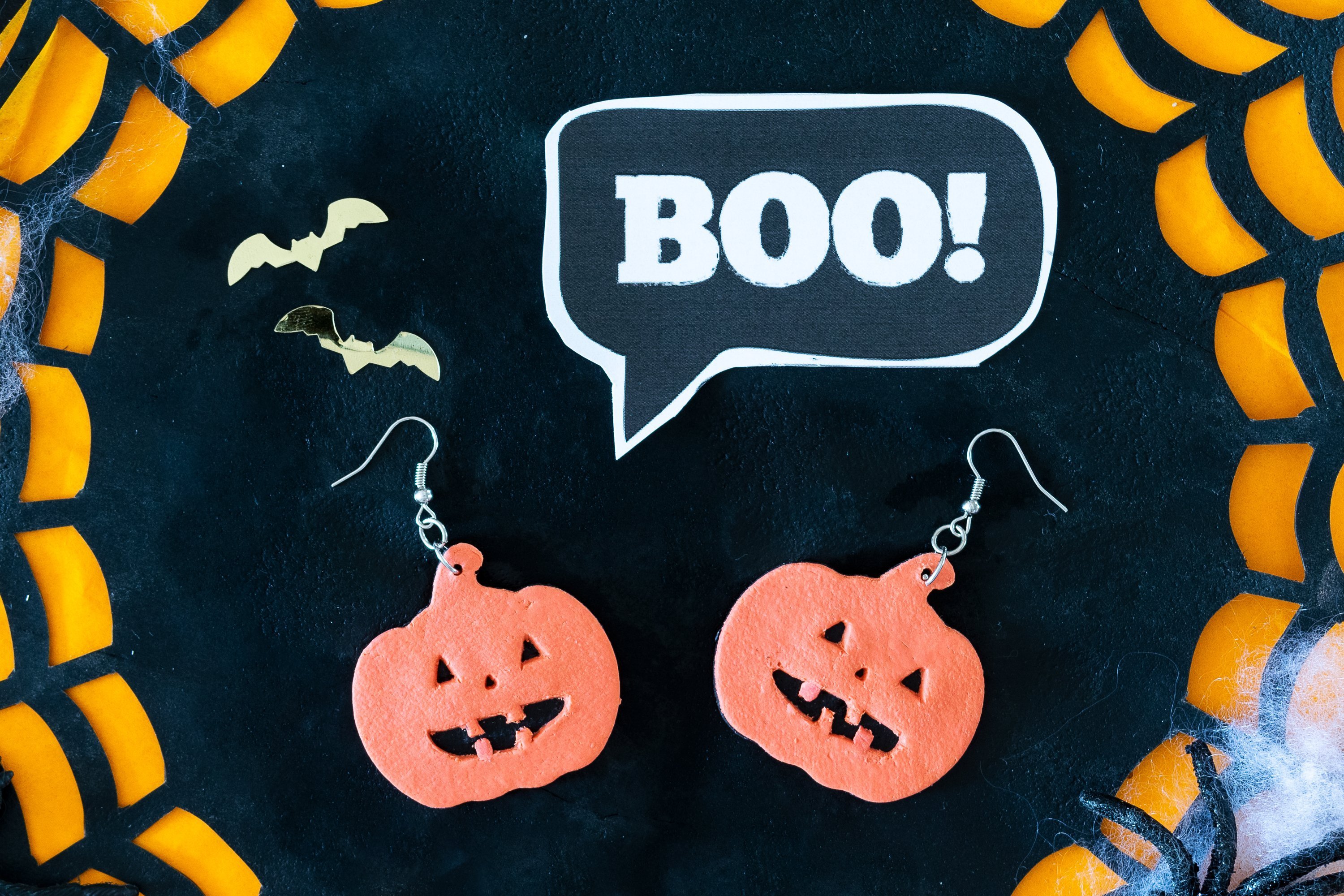 Boucles D’oreilles Citrouille Halloween – Fait Main En Acier Inoxydable – Multicolore – Neuf