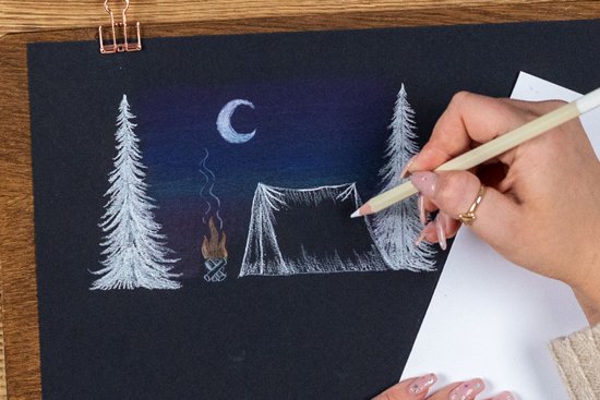 Scène de camping nocturne | STAEDTLER, image size:550x367