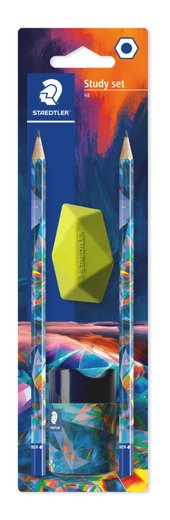 Blistercard containing 2 graphite pencils HB, 1 eraser in diamond shape and 1 tub                sharpener 511 66, edition 2, version 1