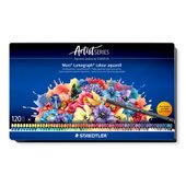 Metal case containing 120 coloured pencils in assorted colours
