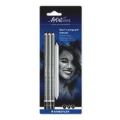Blistercard containing 3 charcoal pencils in assorted degrees and 1 paper stump