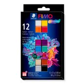 Kit de matériel Basic Colours dans un étui en carton contenant 12 demi-blocs de 25 g (couleurs assorties),                1 mode d'emploi