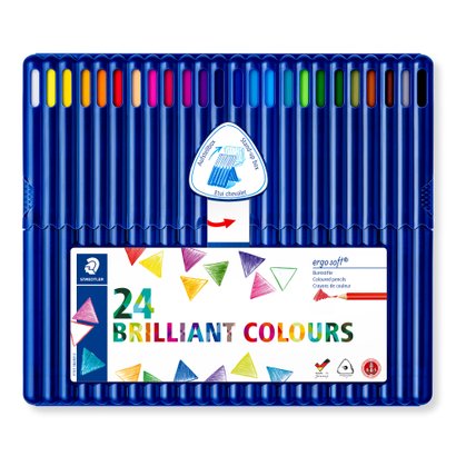 Staedtler Ergosoft Triangular Colored Pencils - Tin Of 36 Assorted Colors