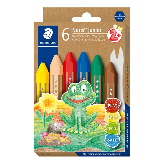 CRAYON COULEUR STAEDTLER NORIS JUNIOR 140 3-EN-1 CRAIE CIRE AQUARELLABLE TAILLE-CRAYON COLORIS