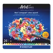Metal case containing 24 coloured pencils in assorted colours