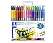 Wallet containing 72 double-ended fibre-tip pens in assorted colours