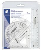 Wallet containing 1 math set with 6" ruler, 4" protractor, 45/90° triangle, 30/60° triangle