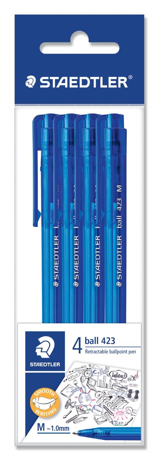 Polybag containing 4 ballpoint pens M, blue