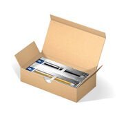 Cardboard box containing 4 triplus fountain pens, nib width F, each 1 x 474 F02-3; 474 F09-3; 474 F11-3; 474 F20-3