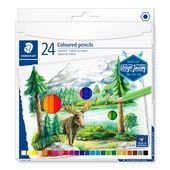 Kartonnen etui bevat 24 kleurpotloden in geassorteerde kleuren