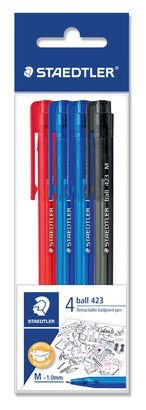 Polybag containing 4 ballpoint pens M in assorted colours