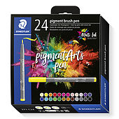 Cardboard box containing 24 pigment brush pen in assorted colours
