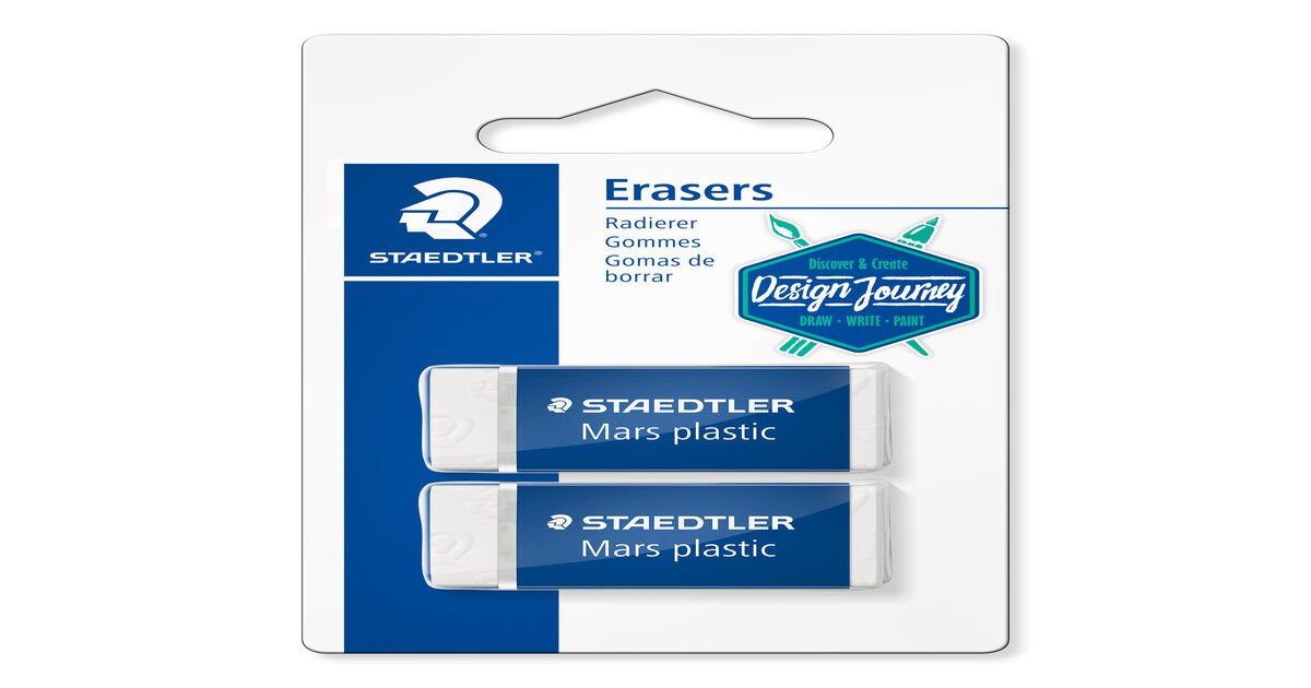 Latex-Free White Artist Erasers STAEDTLER Mars Plastic Mini Pack of 2 Premium Quality Eraser 52653BK2-C