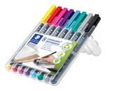 Caixa STAEDTLER com 8 marcadores Lumocolor permanent em várias cores
